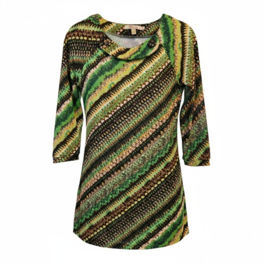 Aryeh Green and Brown Abstract Mini Dress Size S